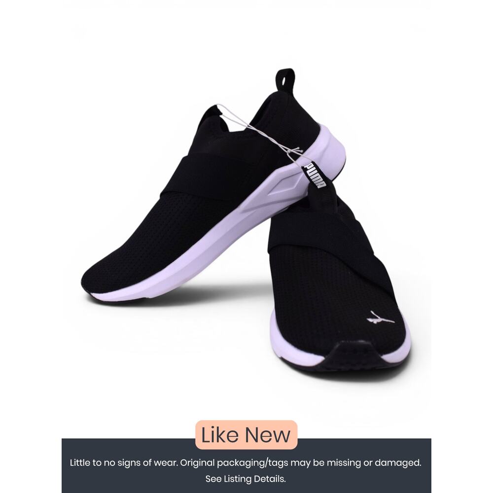 Puma Women's Chroma Slip-On Sneakers Black White Size 8.5